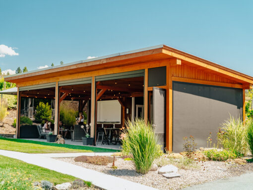 Guests enjoying wine in our outdoor cabana area
