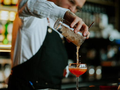 Pouring a cocktail at OROLO