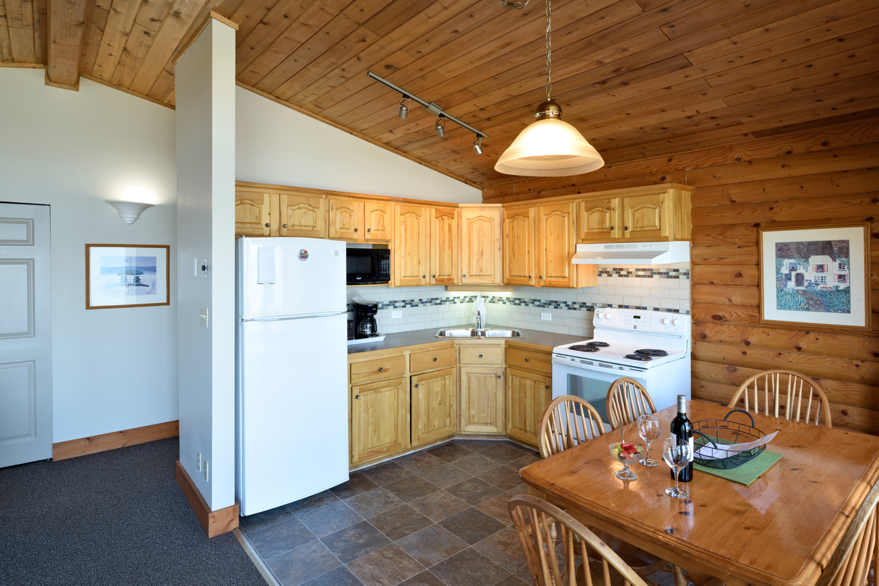 sandy beach lodge cabin kitchen