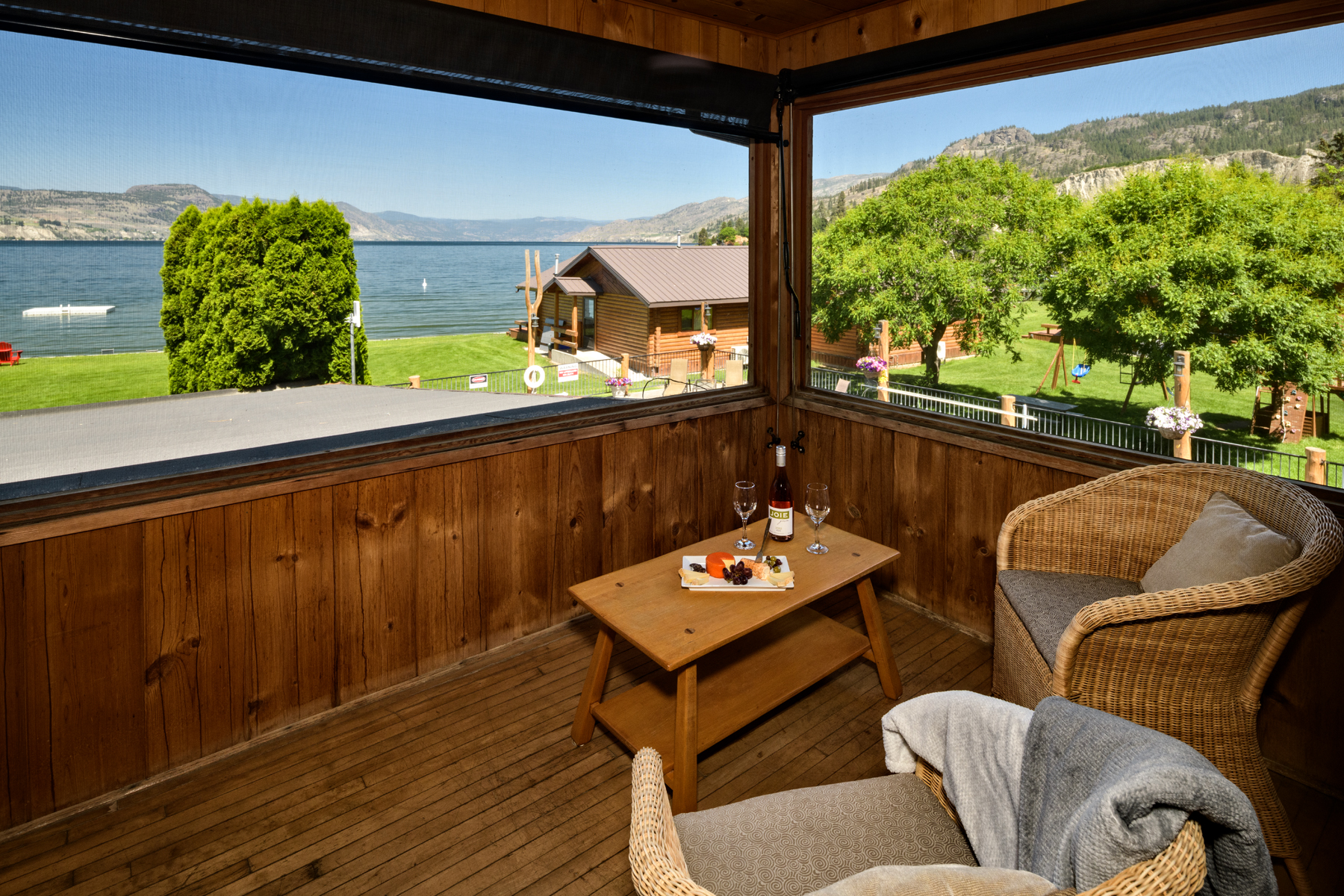 sandy beach lodge patio views