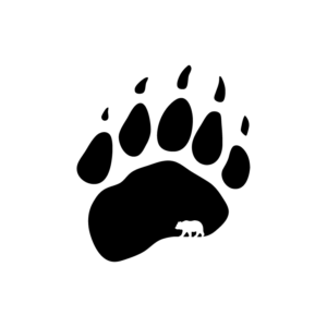 bears den restaurant logo black paw