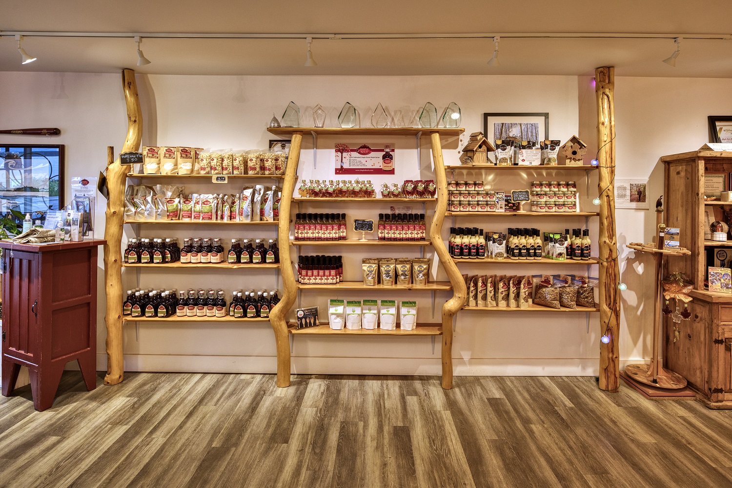 Maple Roch interior shelves with maple products