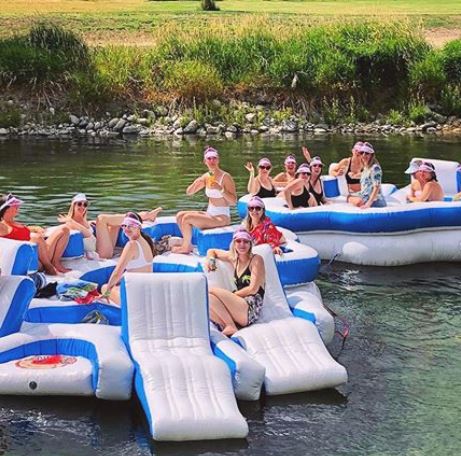 Coyote cruises channel float