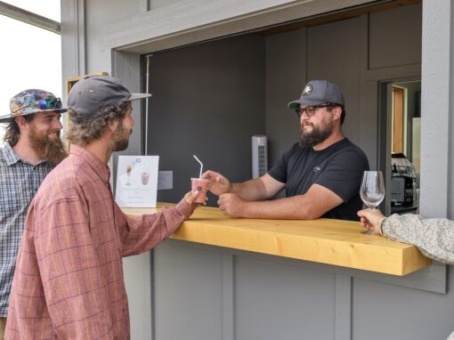 Three Sisters Winery serving frozen mimosa at outside bar