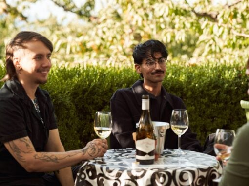 Elephant Island Winery enjoying wine on patio