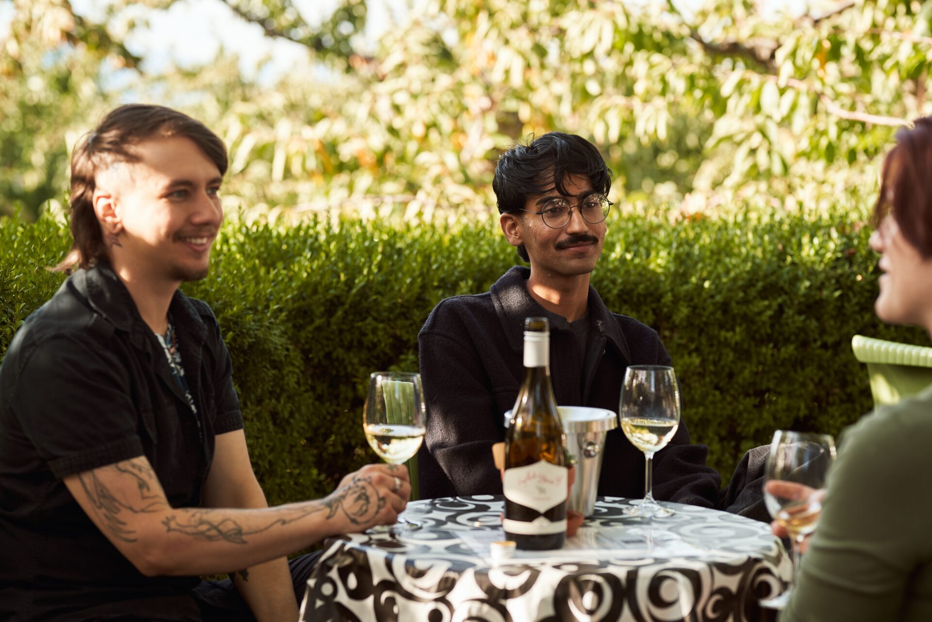 Elephant Island Winery enjoying wine on patio