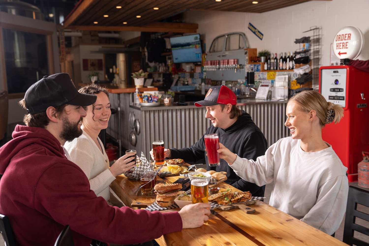 Highway 97 friends with beers and food