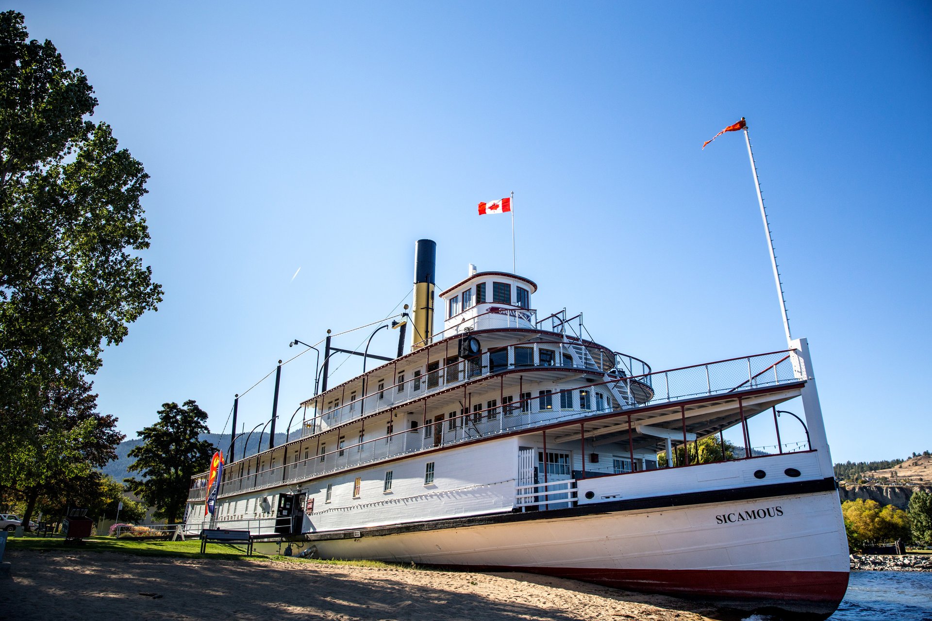 SS Sicamous on the shores of Okanagan Lake