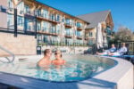Sunset Sips & Snacks Wine Getaway Package at Summerland Waterfront Resort - soaking in the hot tub