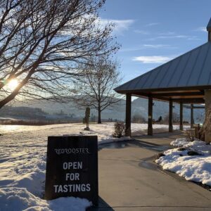 Red Rooster tasting room entrance in the Winter