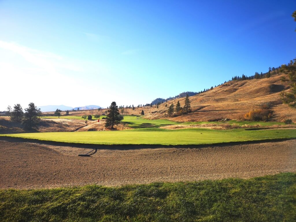 Fairview Mountain golf course sand trap and green
