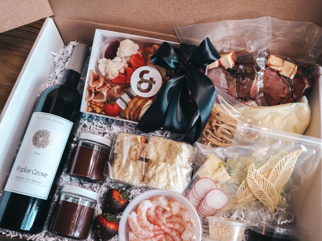 cocktails & canapes box of treats, charcuterie box