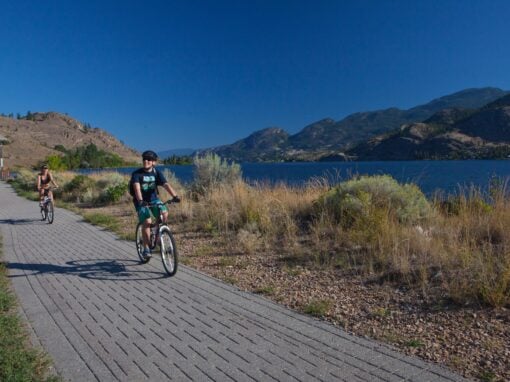 biking into okanagan falls on the kvr trail