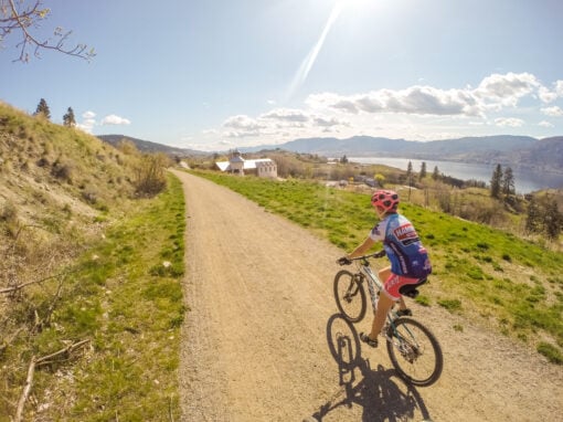 cycling on the kvr trail naramata bench above hillside winery