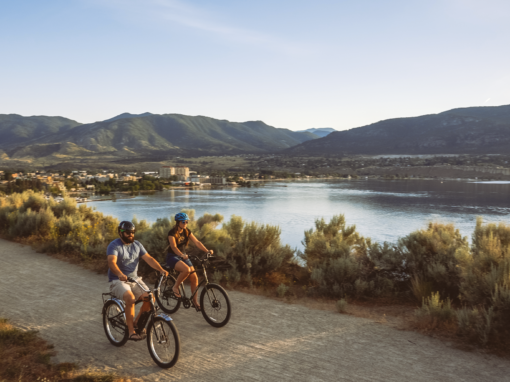 e-biking on the kvr above okanagan lake overlooking Penticton