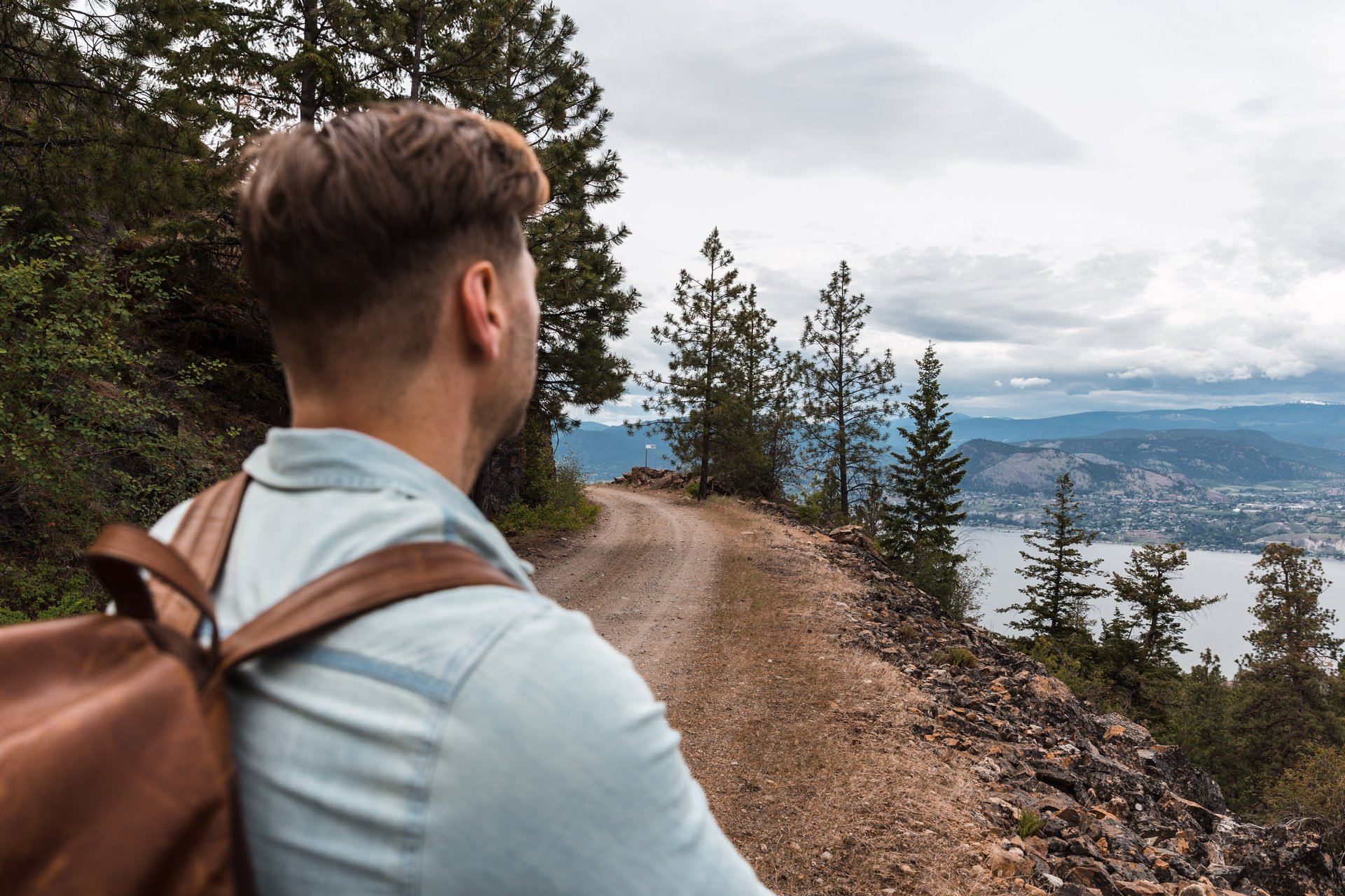 admiring views on the kvr trail above okanagan lake and naramata