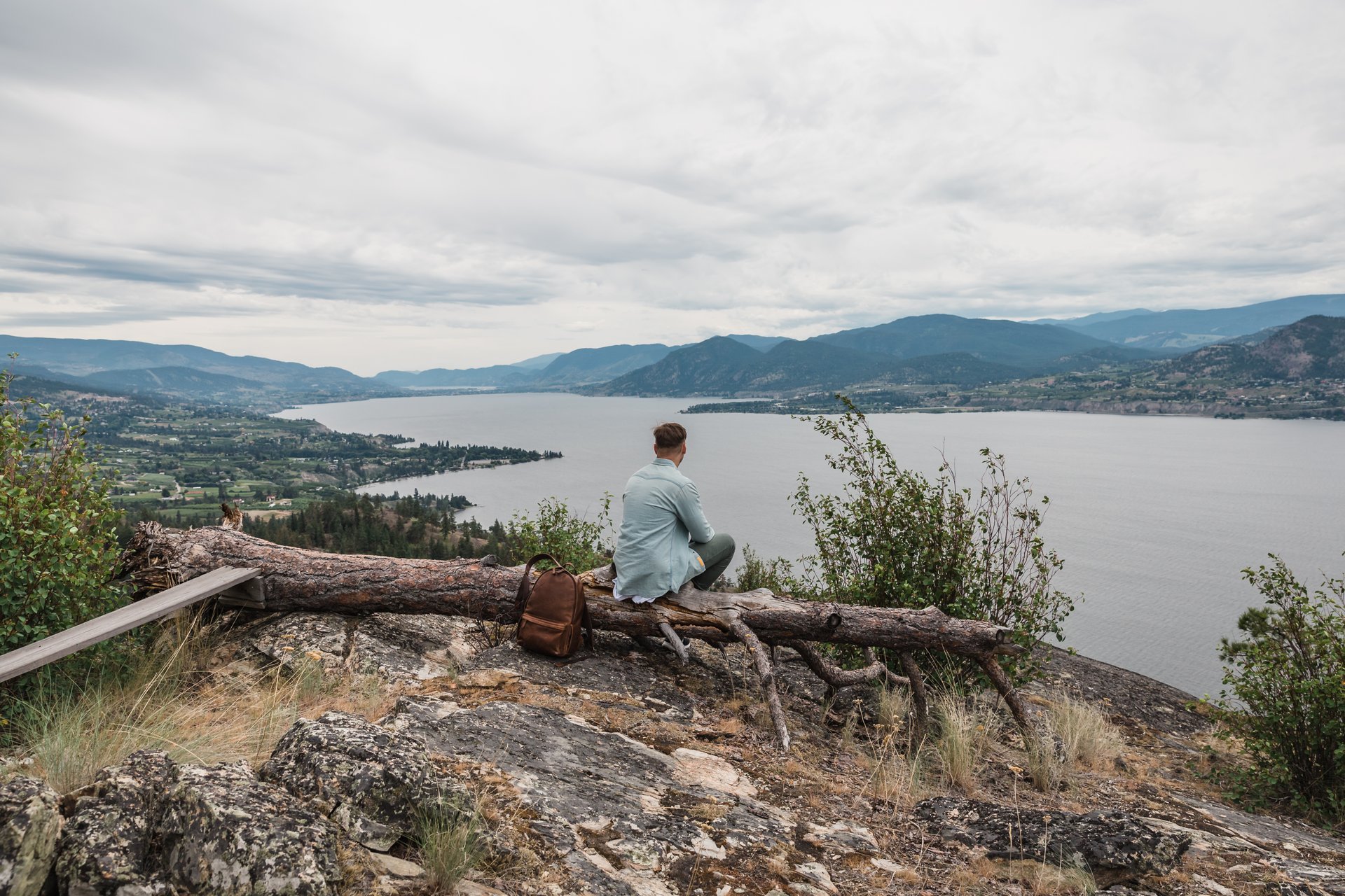 sitting off the kvr trail admiring views of okanagan lake