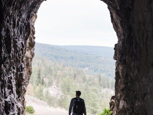 standing inside little tunnel on the kvr trail