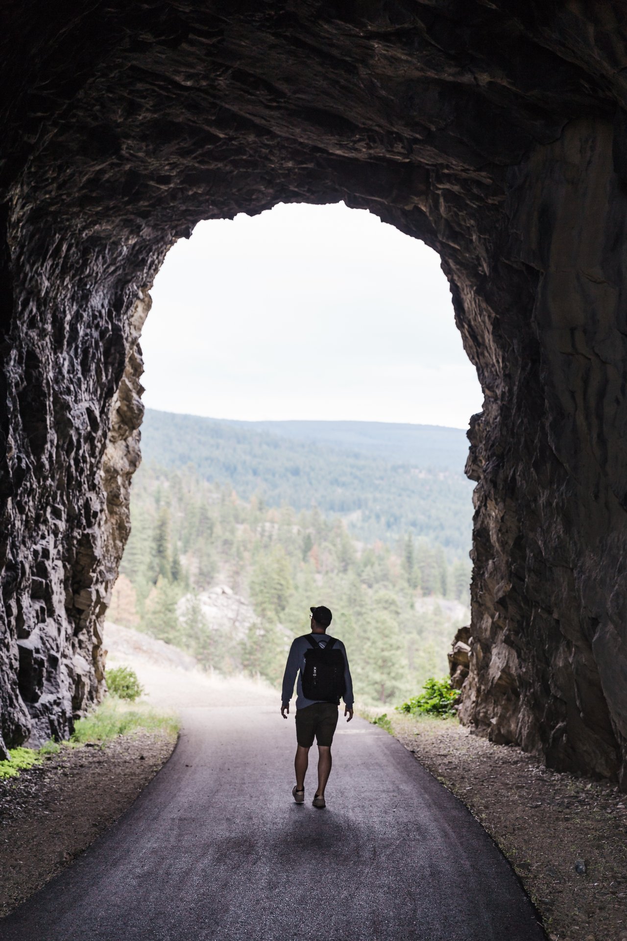standing inside little tunnel on the kvr trail