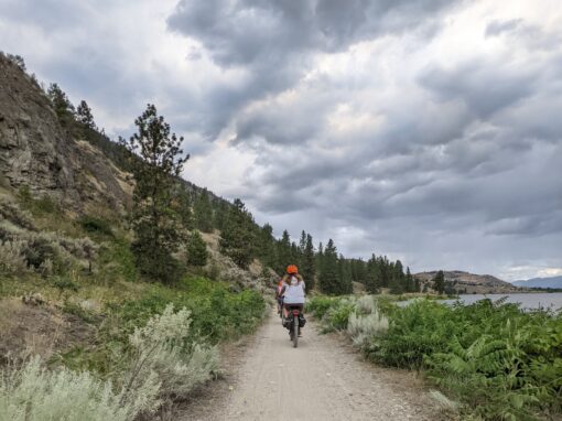 biking on the kvr trail along skaha lake from okanagan falls to penticton