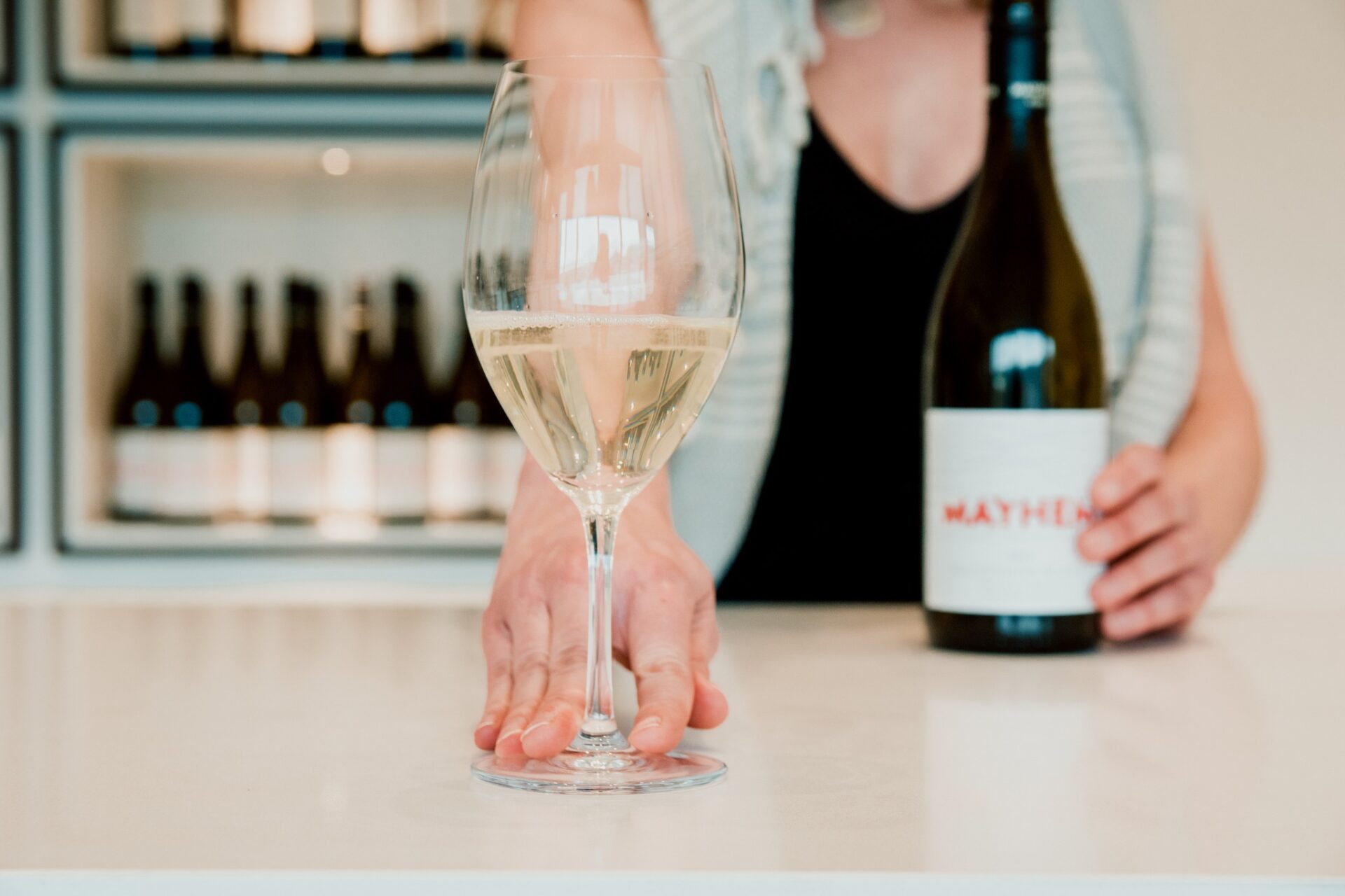 mayhem wines glass of wine for tasting