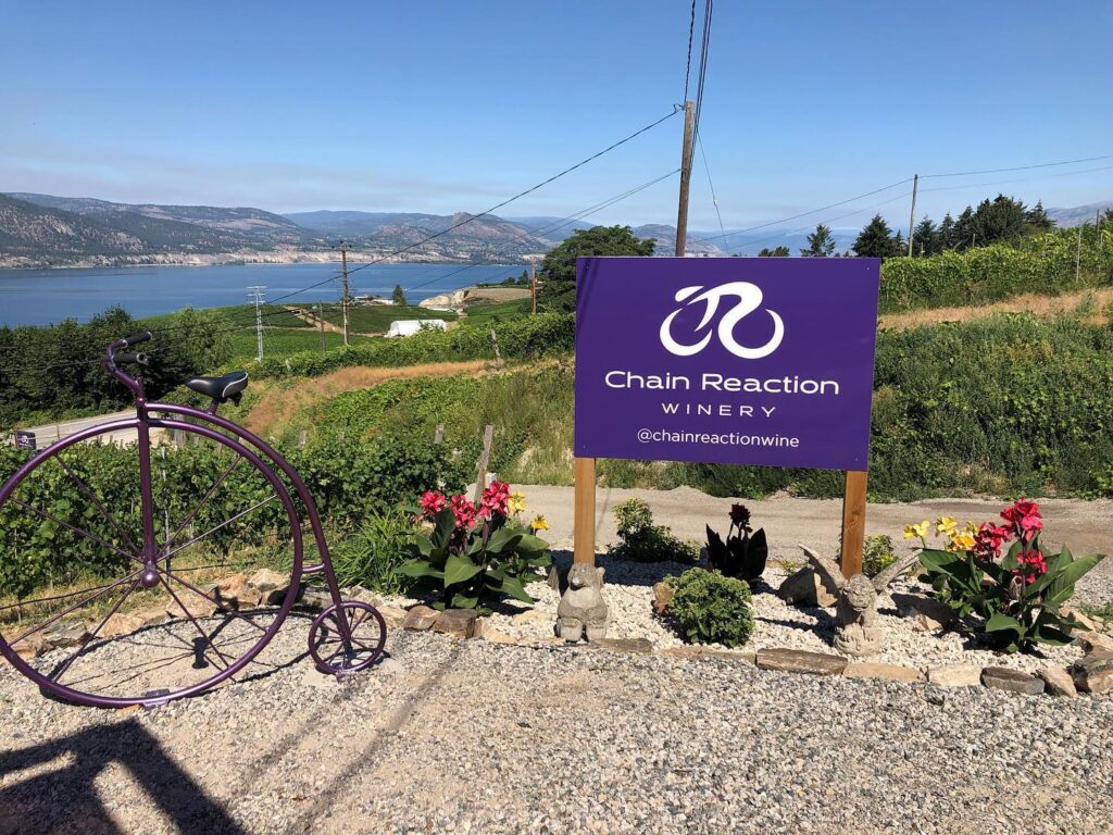chain reaction winery sign and views