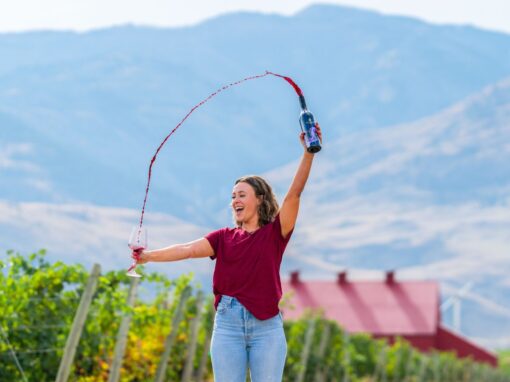 red barn winery wine pour over head