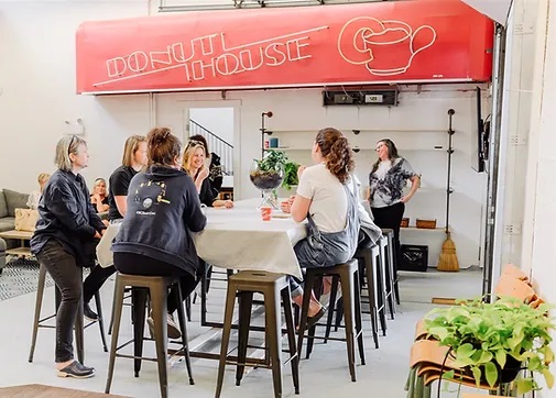 donut house studio group at table