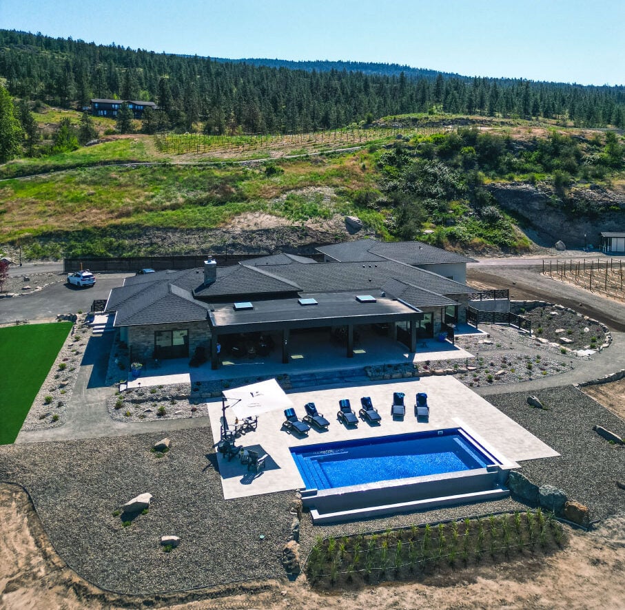 Desert Star Estate Aerial shot of property with outdoor pool