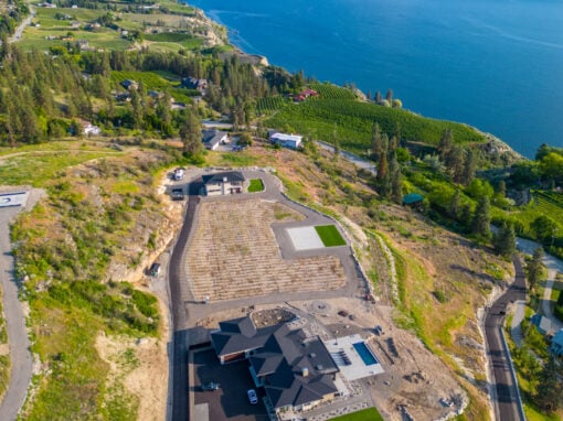 Desert Star Estate aerial shot of property overlooking Okanagan Lake