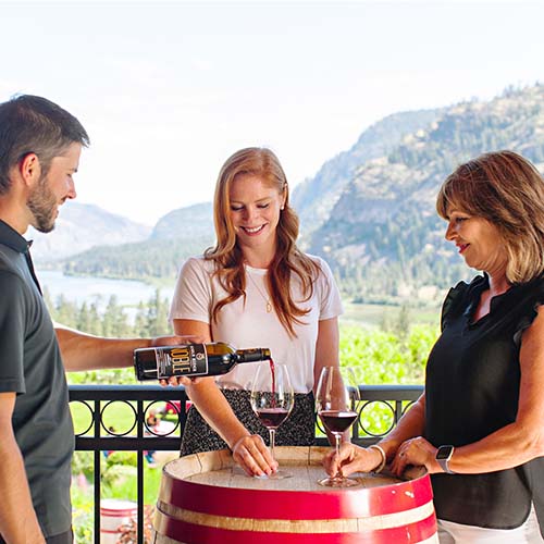 noble ridge vineyard and winery tasting on patio
