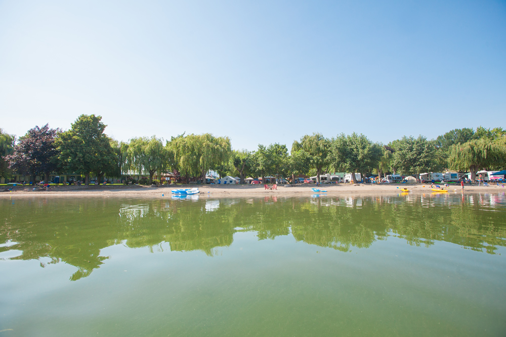 The Lakeside Resort beach view from the water