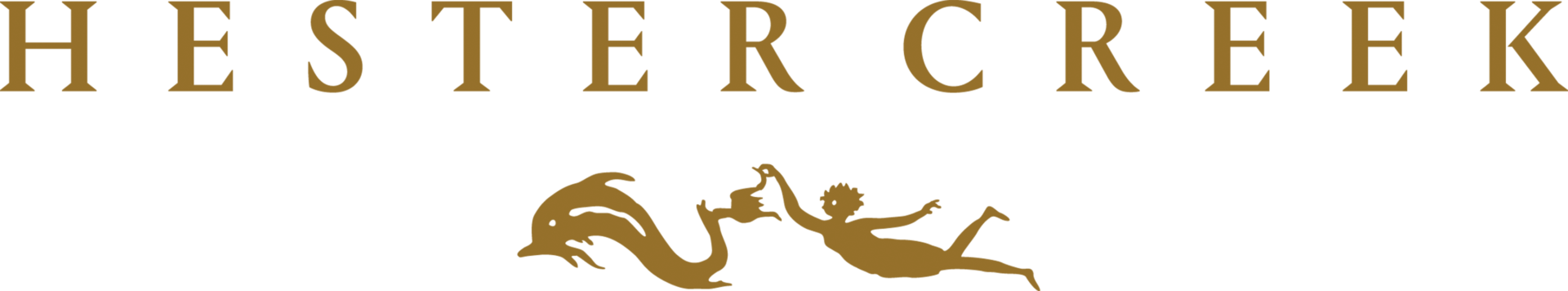Hester Creek Logo - name with a girl swimming with a dolphin.