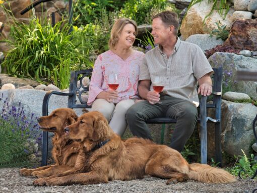 River Stone Estate Winery owners and dogs