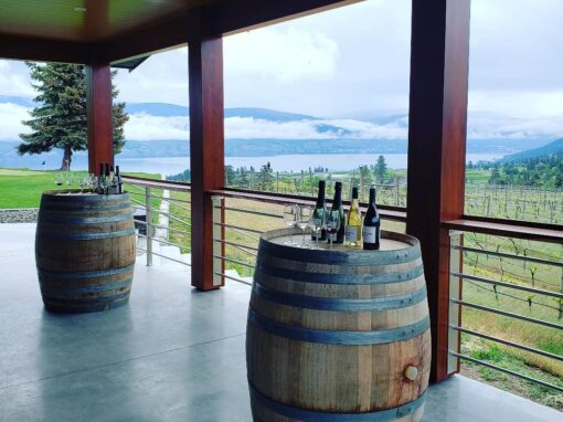 Lightning Rock Winery tasting patio with Okanagan Lake views
