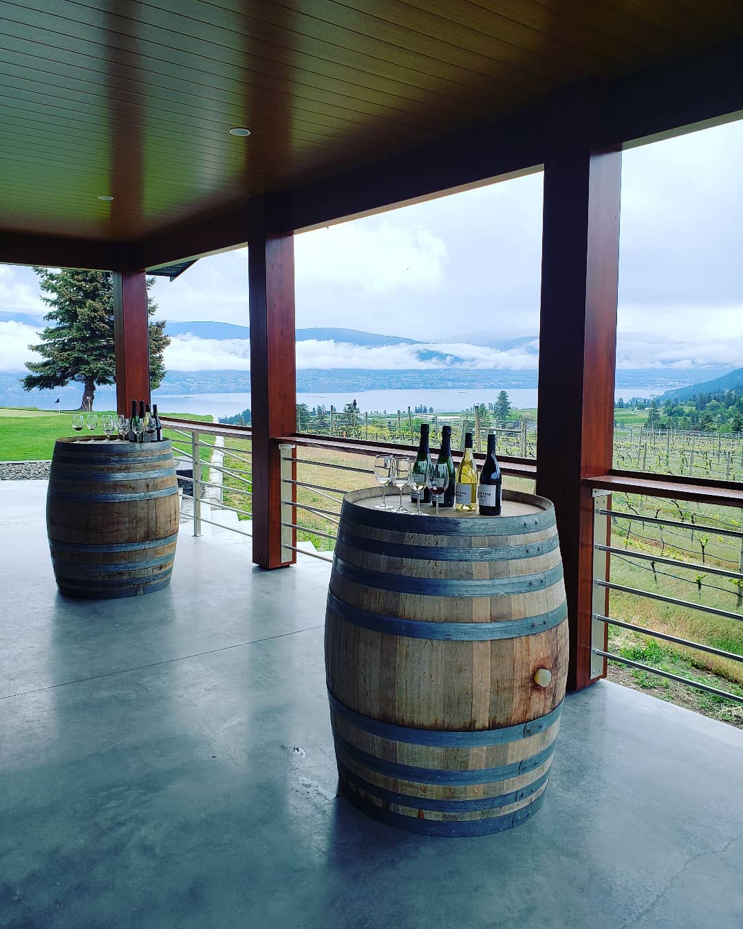 Lightning Rock Winery tasting patio with Okanagan Lake views