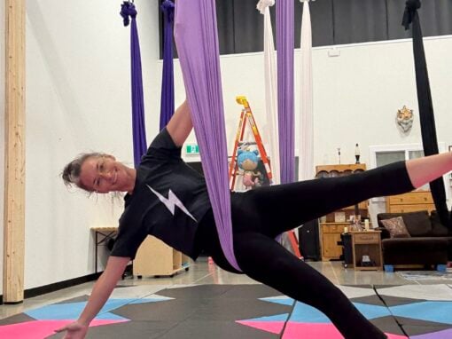 Aerial yoga in Penticton.