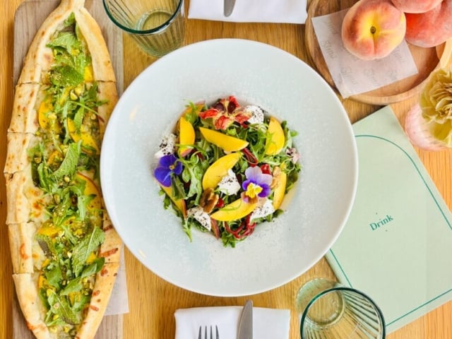 Elma Peach Pide & Honey Grilled Peach Salad
